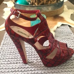 Miu Miu Dark Red Platform Heels 38 1/2